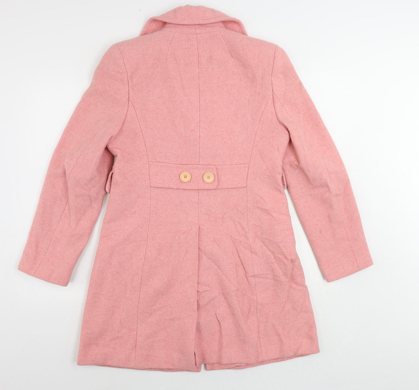 Oasis Womens Pink Pea Coat Coat Size 12 Button