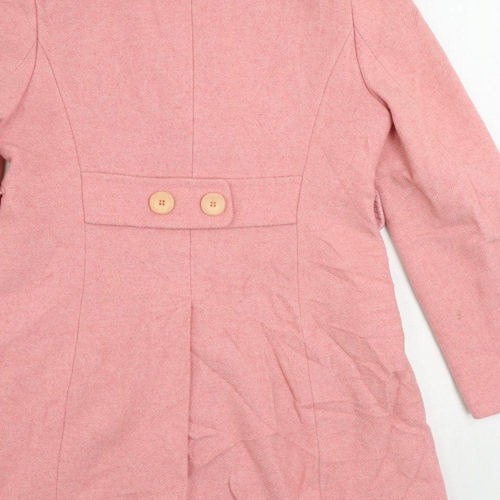 Oasis Womens Pink Pea Coat Coat Size 12 Button