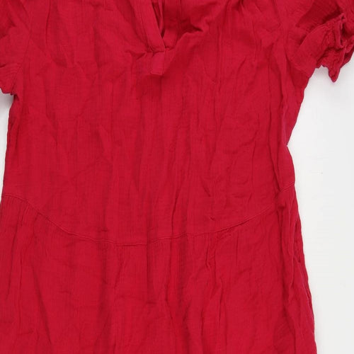 Per Una Womens Pink Cotton A-Line Size 12 V-Neck Pullover