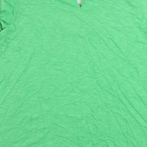 Marks and Spencer Womens Green Cotton Basic Blouse Size 24 Round Neck - Ruffle