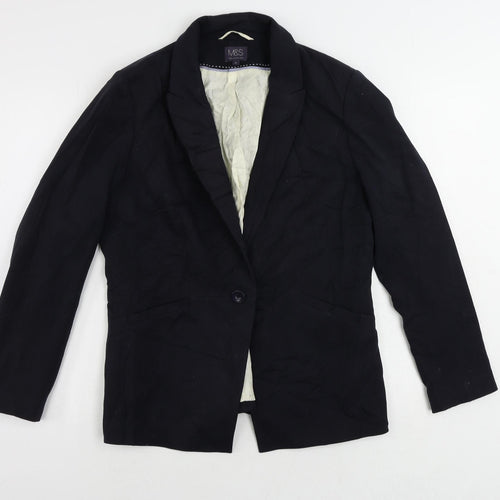 Marks and Spencer Womens Blue Jacket Blazer Size 16 Button