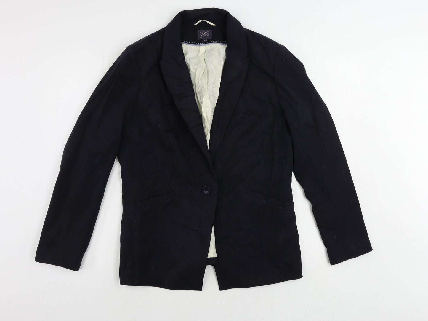 Marks and Spencer Womens Blue Jacket Blazer Size 16 Button