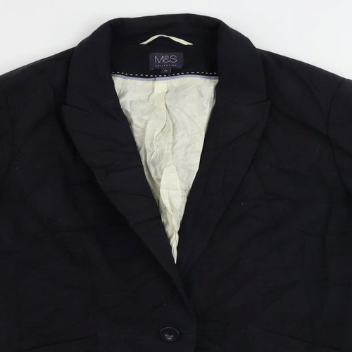 Marks and Spencer Womens Blue Jacket Blazer Size 16 Button