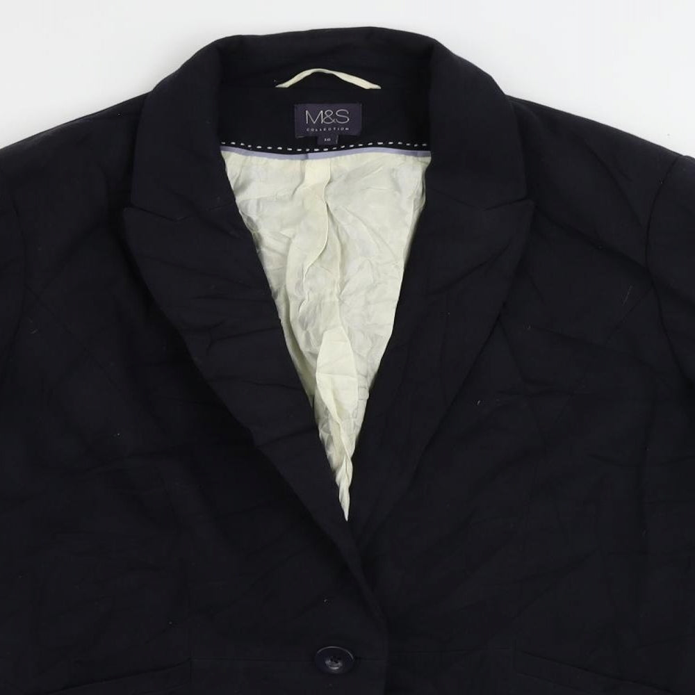 Marks and Spencer Womens Blue Jacket Blazer Size 16 Button