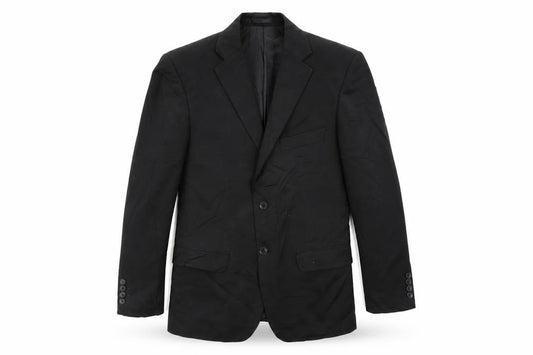 Front view of Burton men’s black polyester jacket suit jacket, size 36, regular