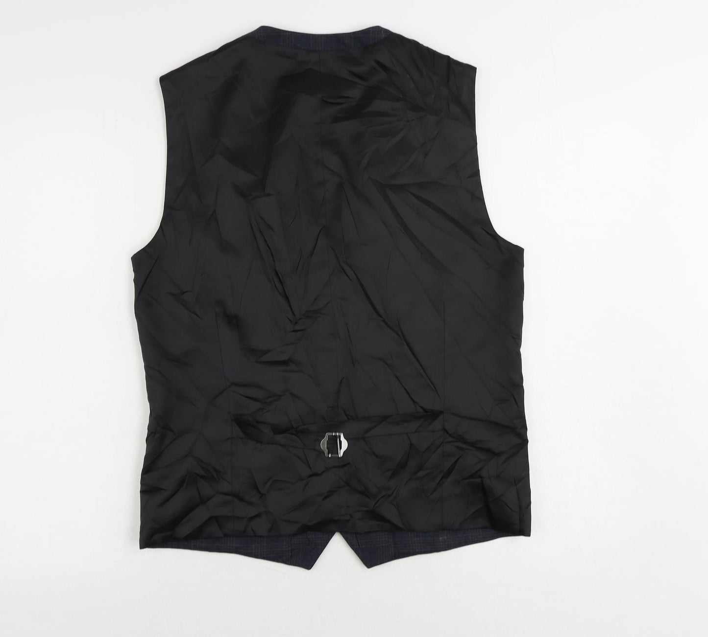 NEXT Mens Blue Plaid Polyester Jacket Suit Waistcoat Size 40 Regular