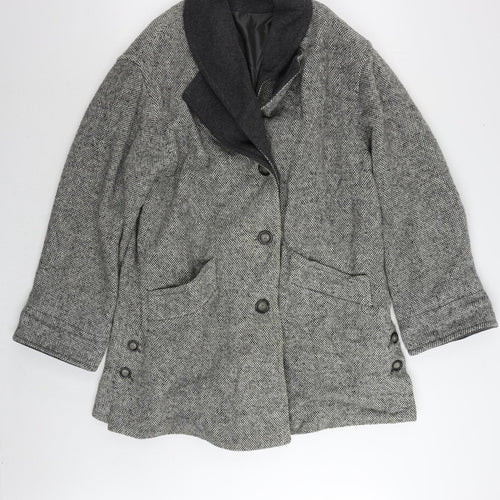 Goldix Womens Grey Overcoat Coat Size 14 Button - Vintage