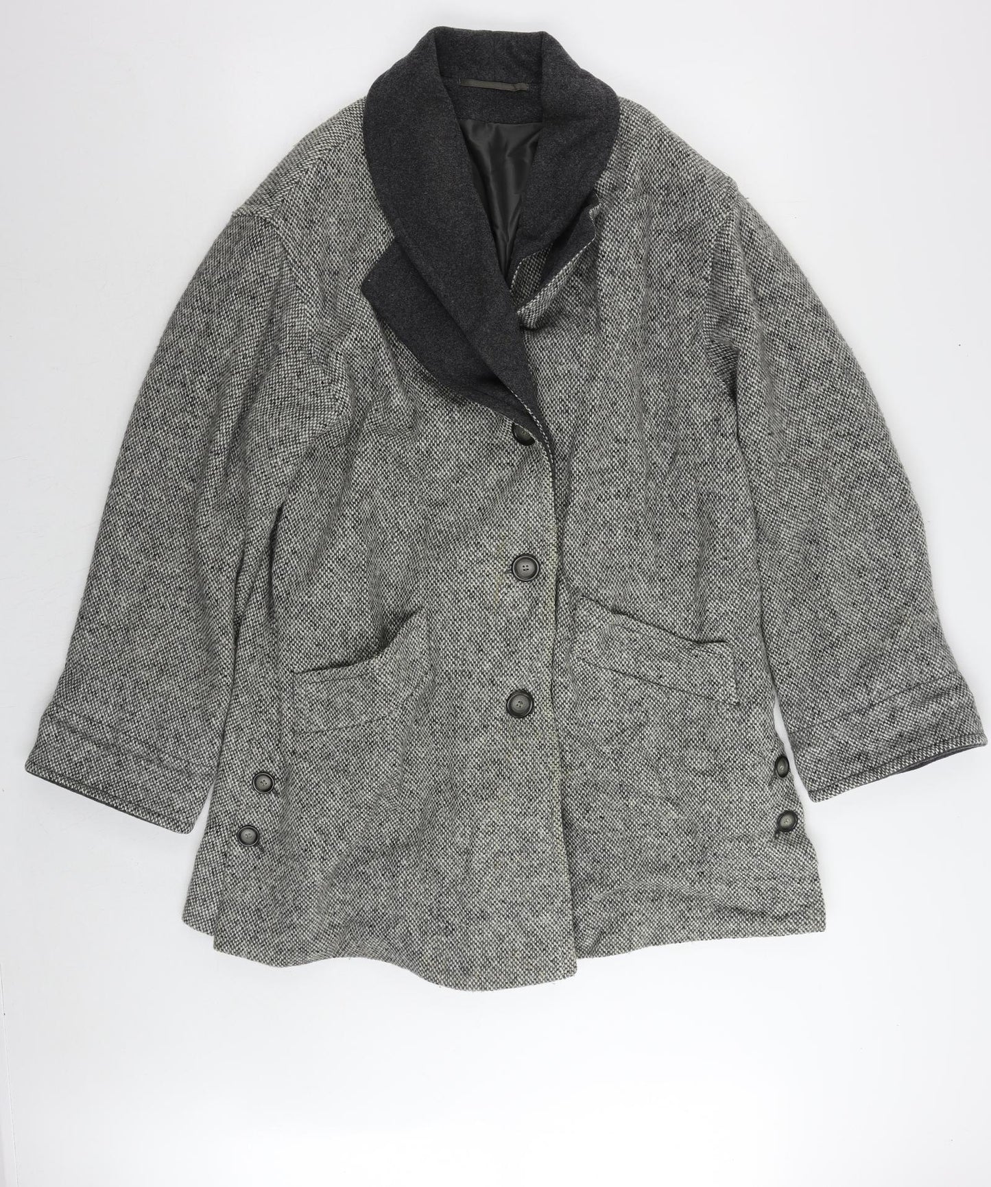 Goldix Womens Grey Overcoat Coat Size 14 Button - Vintage