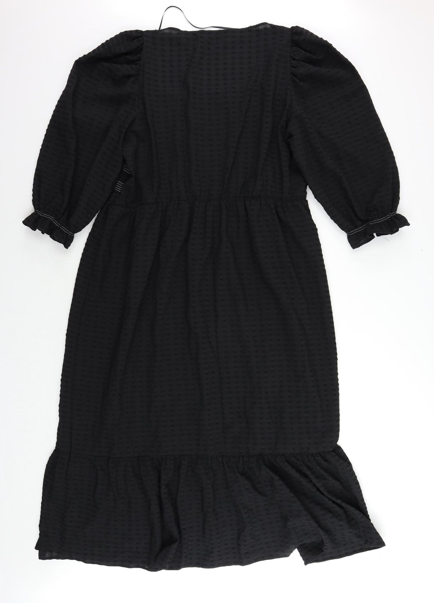 Marks and Spencer Womens Black Polyester Maxi Size 22 Square Neck Pullover - Textured