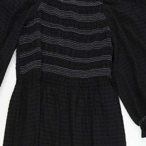 Marks and Spencer Womens Black Polyester Maxi Size 22 Square Neck Pullover - Textured