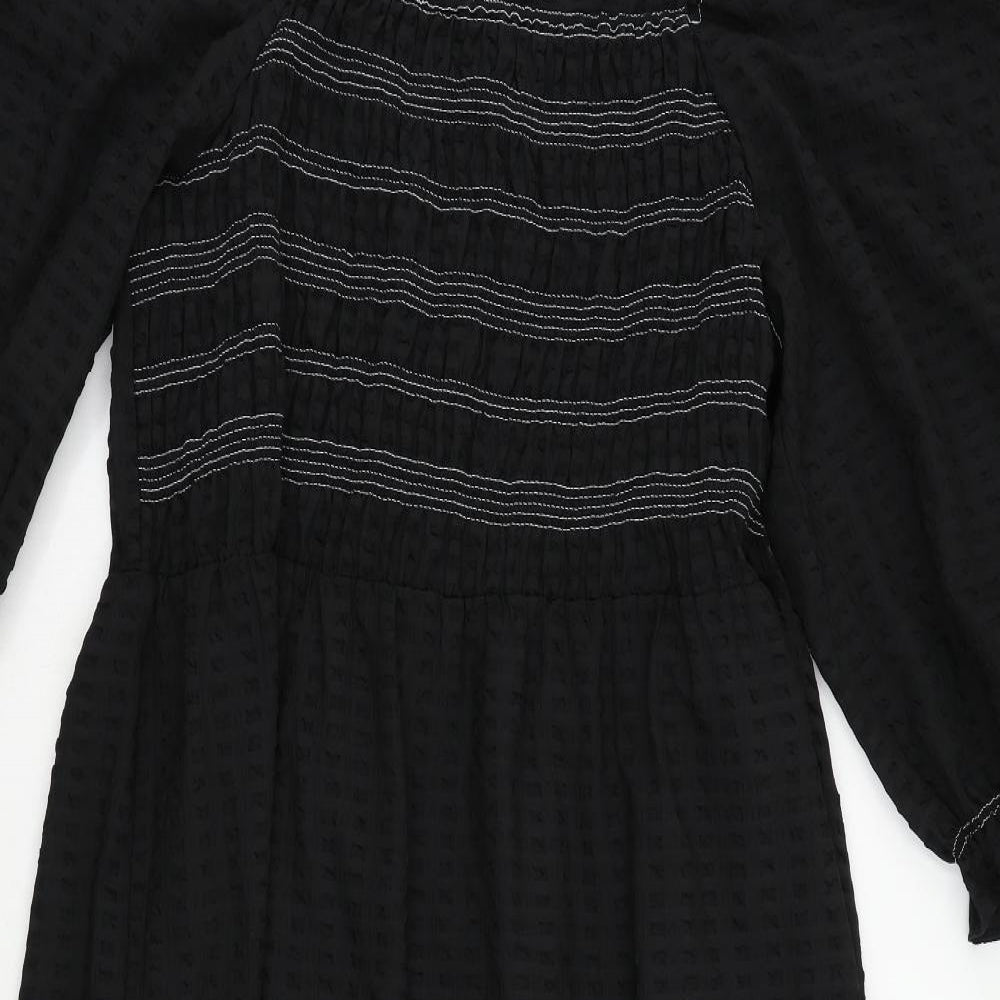 Marks and Spencer Womens Black Polyester Maxi Size 22 Square Neck Pullover - Textured