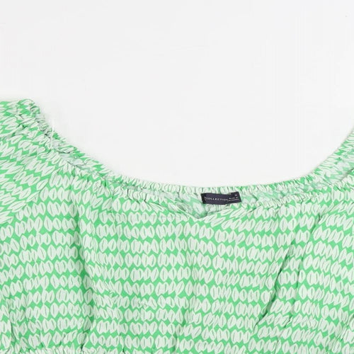 Marks and Spencer Womens Green Geometric Viscose Basic Blouse Size 16 Off the Shoulder