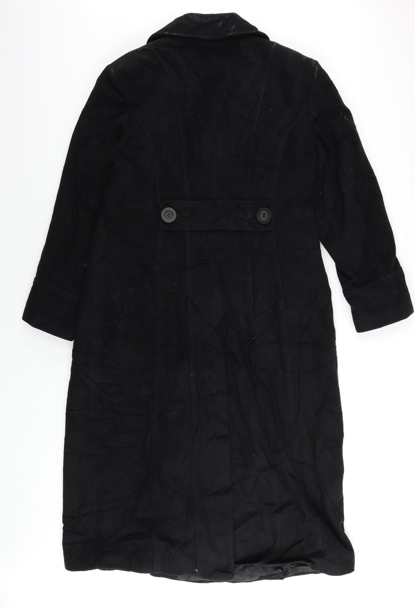 Debenhams Womens Black Overcoat Coat Size 16 Button