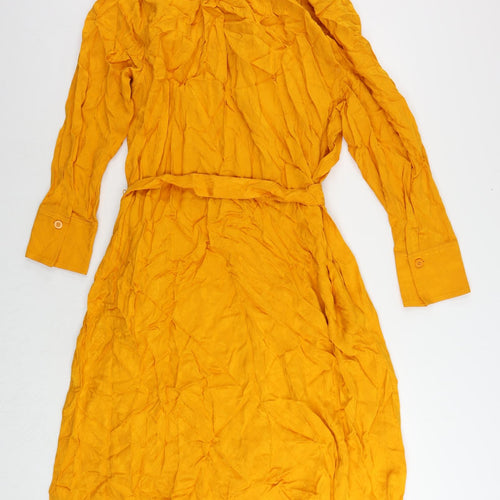 Autograph Womens Orange Viscose Shirt Dress Size 20 V-Neck Button - Pockets