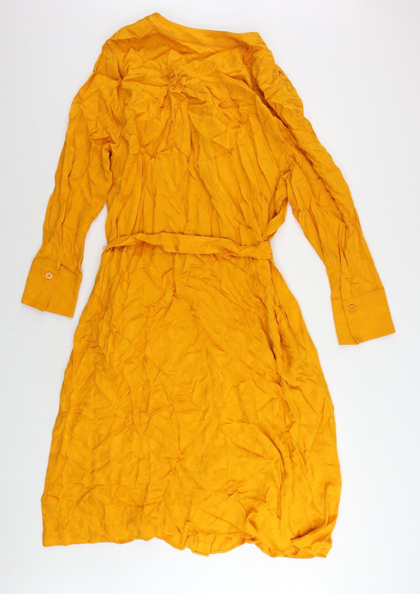 Autograph Womens Orange Viscose Shirt Dress Size 20 V-Neck Button - Pockets