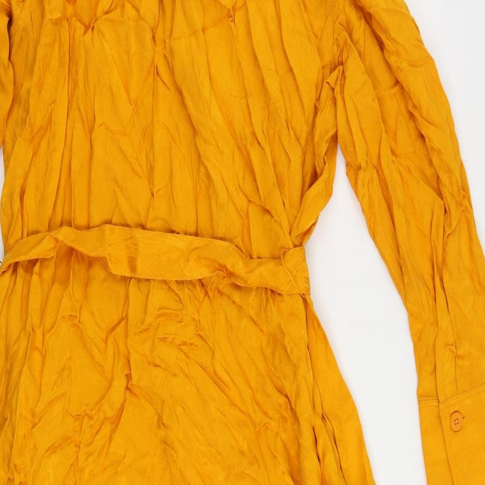Autograph Womens Orange Viscose Shirt Dress Size 20 V-Neck Button - Pockets