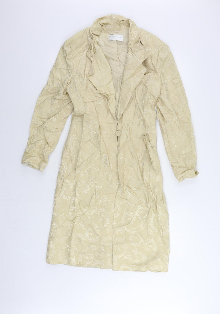 Tom Bowker Womens Beige Floral Overcoat Coat Size 12 Button - Vintage