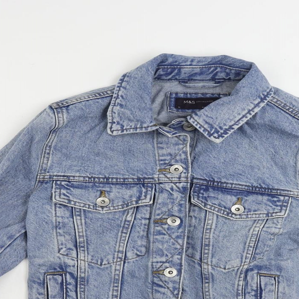 Marks and Spencer Womens Blue Jacket Size 10 Button