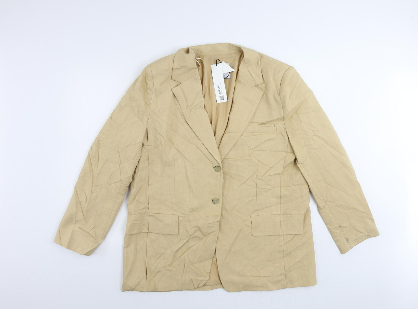 Zara Womens Beige Jacket Blazer Size XL Button