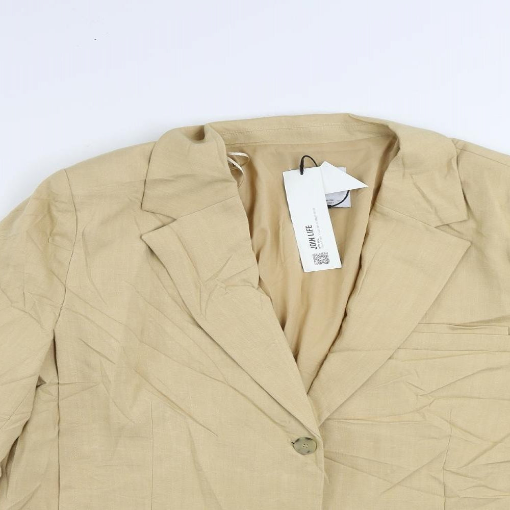 Zara Womens Beige Jacket Blazer Size XL Button