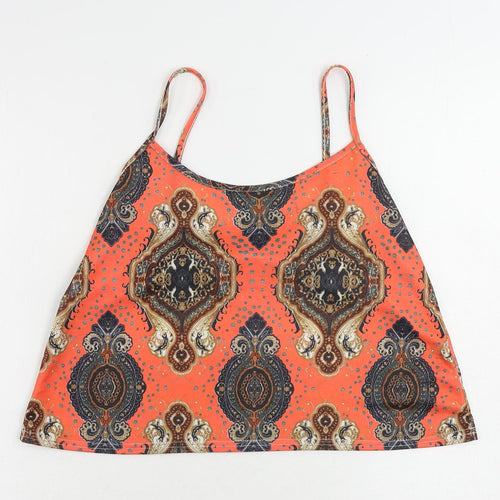 Boohoo Womens Red Paisley Polyester Camisole Tank Size 12 Scoop Neck