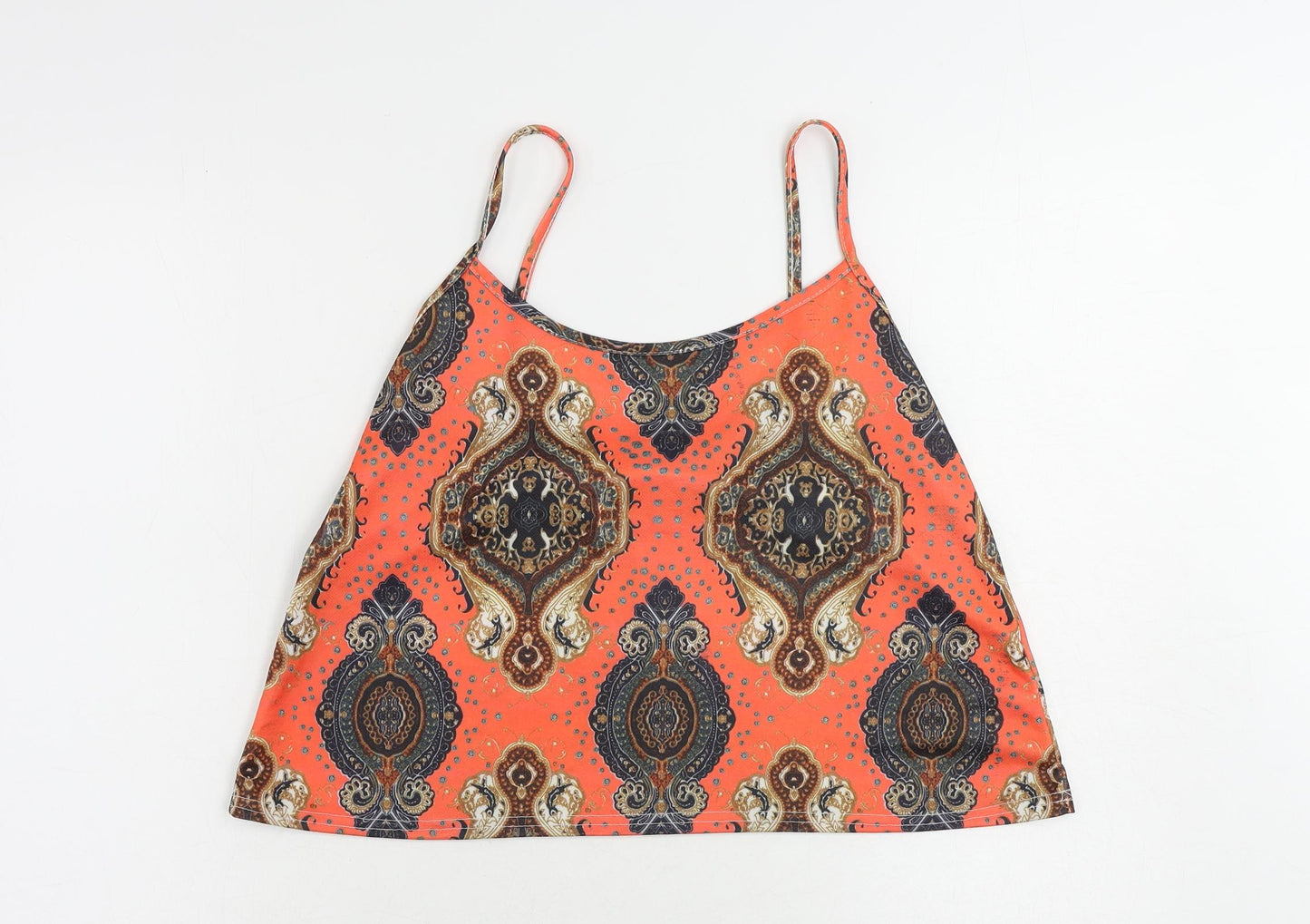 Boohoo Womens Red Paisley Polyester Camisole Tank Size 12 Scoop Neck