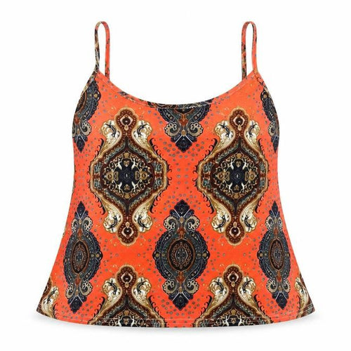 Boohoo Womens Red Paisley Polyester Camisole Tank Size 12 Scoop Neck