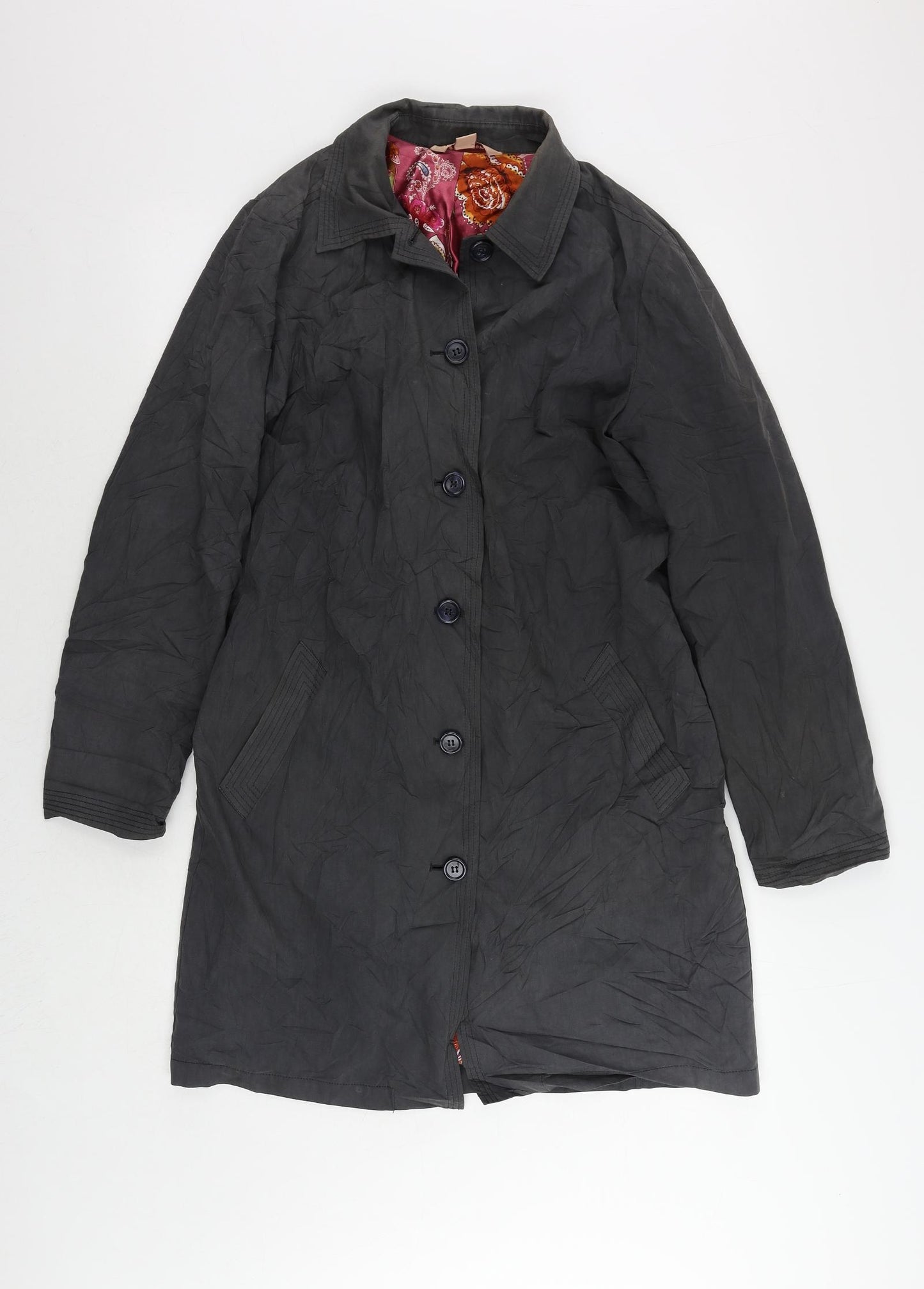 Monsoon Womens Grey Overcoat Coat Size 12 Button