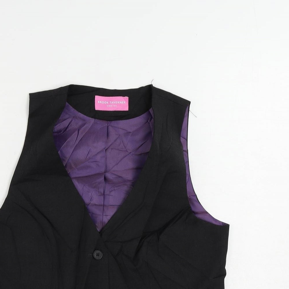 Brook Taverner Womens Black Jacket Waistcoat Size 12 Button