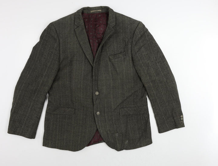NEXT Mens Green Herringbone Polyester Jacket Blazer Size 46 Regular