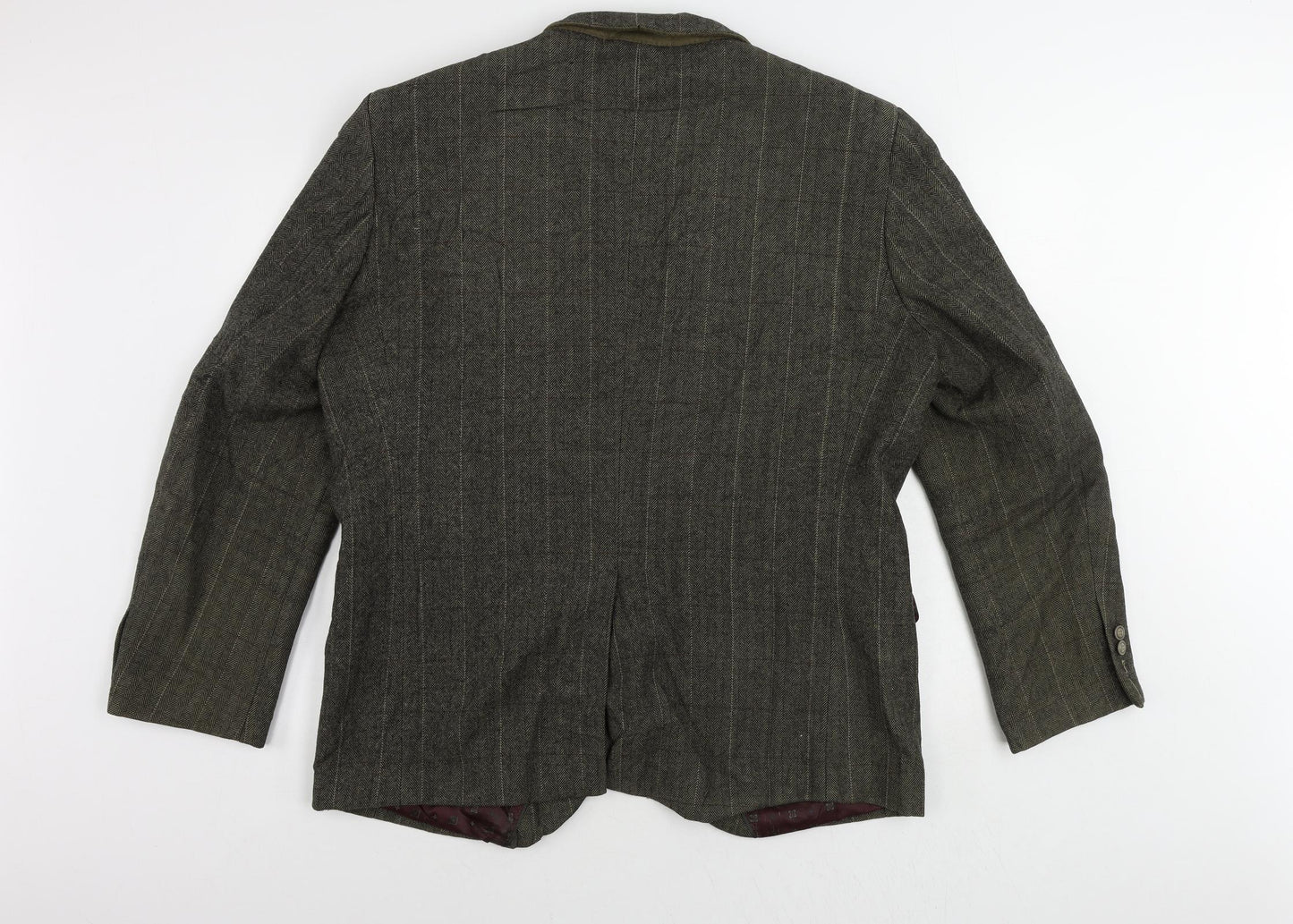 NEXT Mens Green Herringbone Polyester Jacket Blazer Size 46 Regular