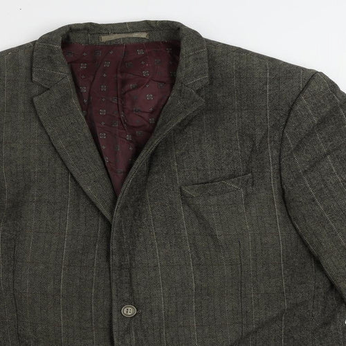 NEXT Mens Green Herringbone Polyester Jacket Blazer Size 46 Regular