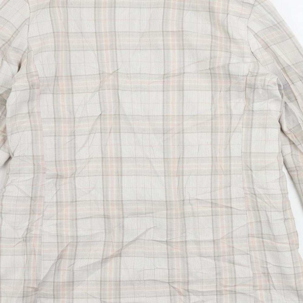 H&M Womens Beige Plaid Jacket Blazer Size 8 Button