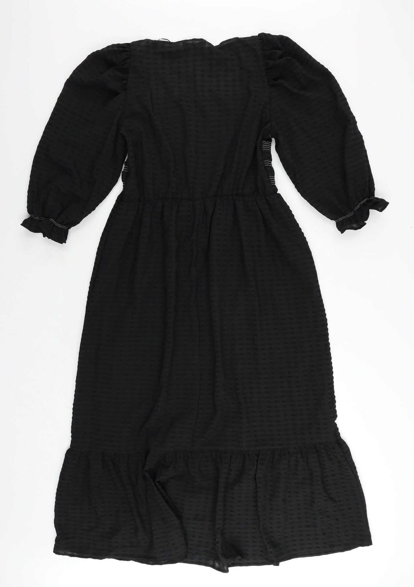 Marks and Spencer Womens Black Polyester Maxi Size 16 Square Neck Pullover - Textured