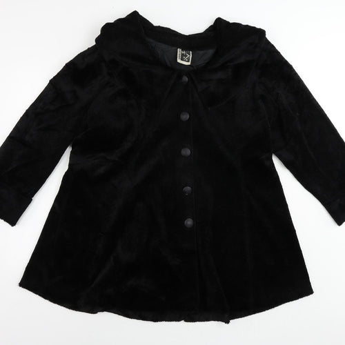 Sixteen Womens Black Pea Coat Coat Size M Button - Faux Fur Vintage