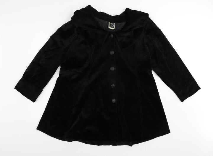 Sixteen Womens Black Pea Coat Coat Size M Button - Faux Fur Vintage