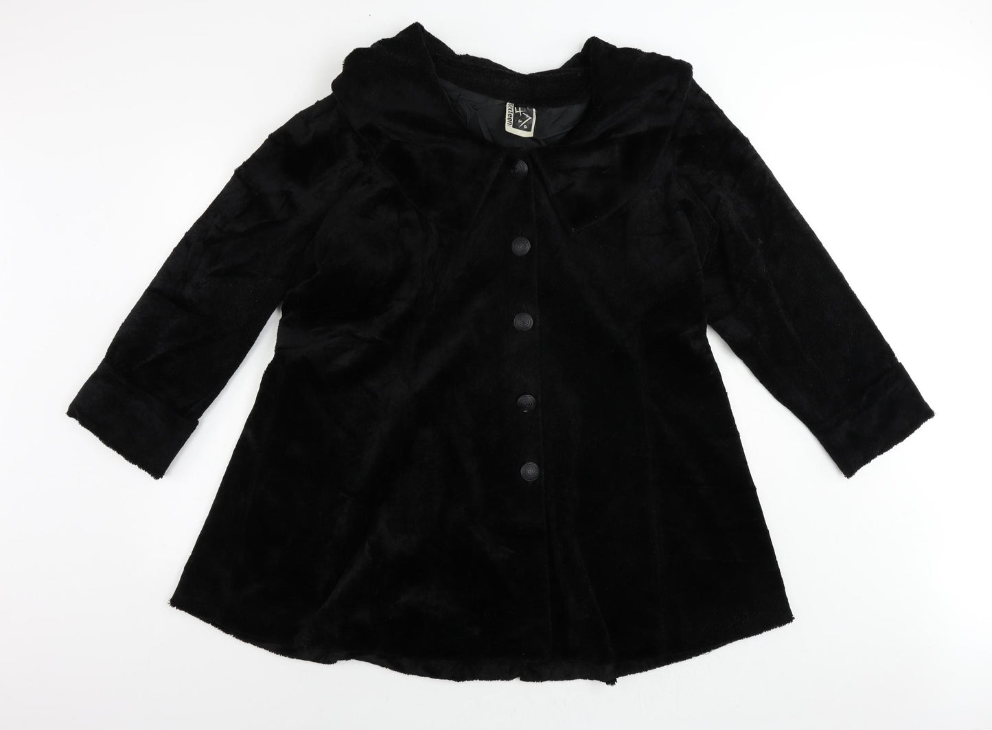 Sixteen Womens Black Pea Coat Coat Size M Button - Faux Fur Vintage