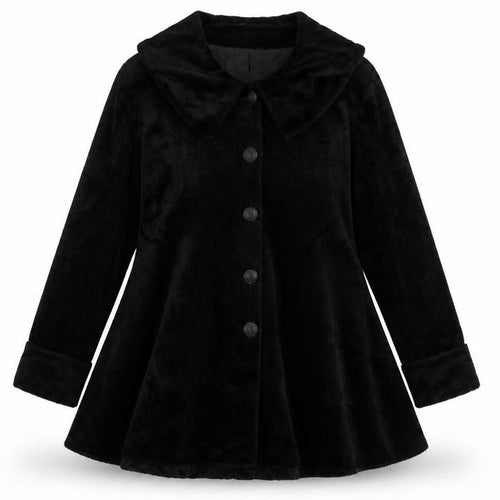 Sixteen Womens Black Pea Coat Coat Size M Button - Faux Fur Vintage