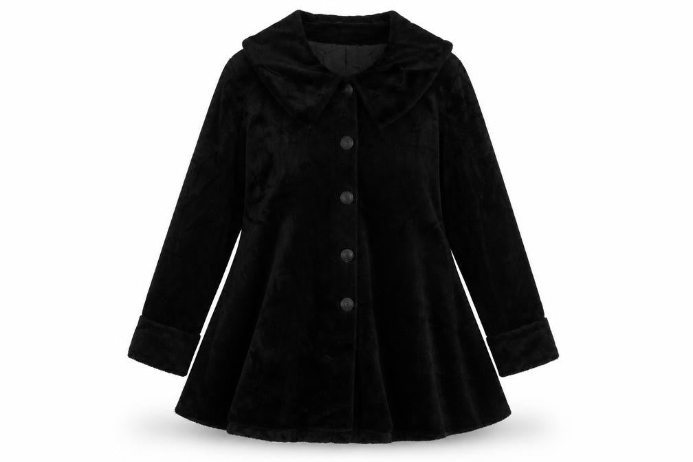 Sixteen Womens Black Pea Coat Coat Size M Button - Faux Fur Vintage