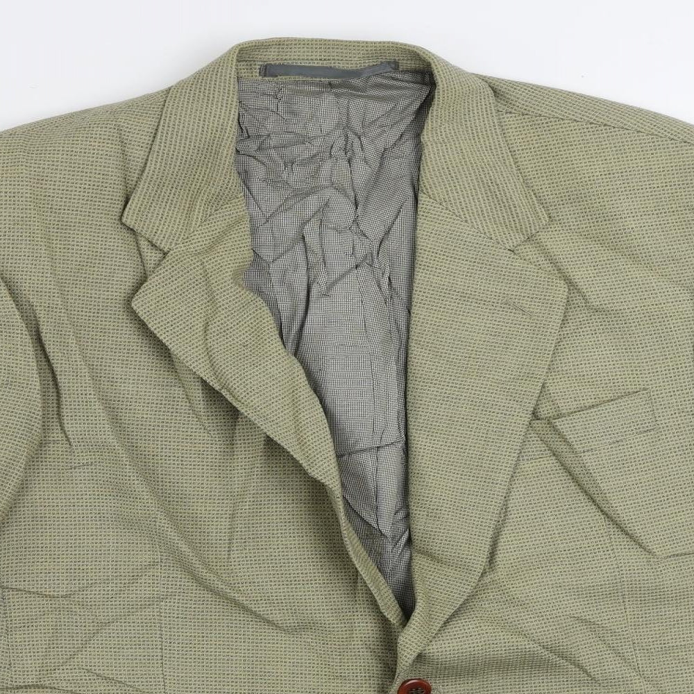 Daniel Hechter Mens Beige Geometric Wool Jacket Suit Jacket Size 42 Regular