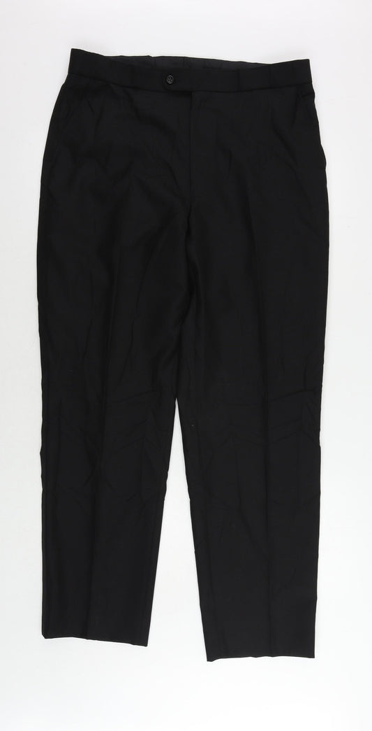 Burton Mens Black Polyester Dress Pants Trousers Size 36 in L31 in Regular Zip