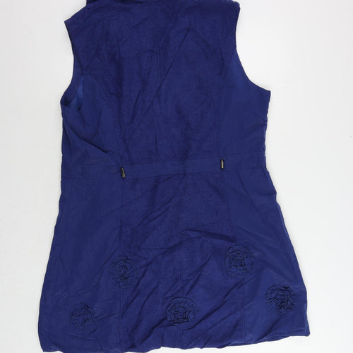 Franstyle Womens Blue Gilet Jacket Size 20 Zip - 3D Flowers