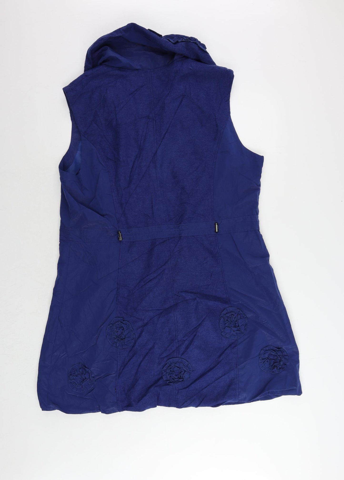 Franstyle Womens Blue Gilet Jacket Size 20 Zip - 3D Flowers