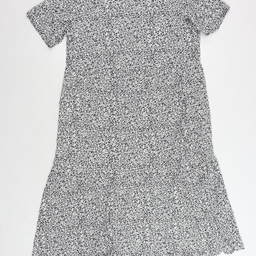 Marks and Spencer Womens Blue Floral Viscose T-Shirt Dress Size 18 Crew Neck Pullover