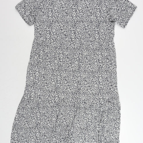 Marks and Spencer Womens Blue Floral Viscose T-Shirt Dress Size 18 Crew Neck Pullover