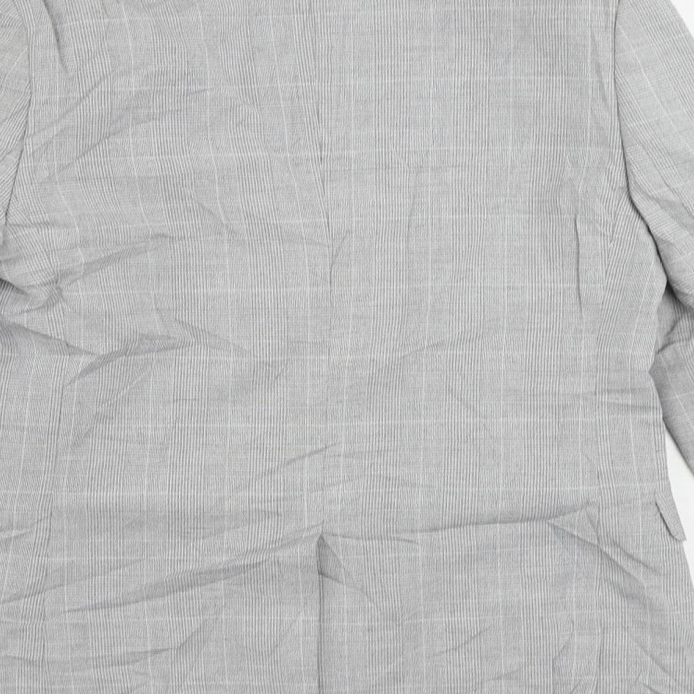 Marks and Spencer Boys Grey Plaid Jacket Blazer Size 12-13 Years Button