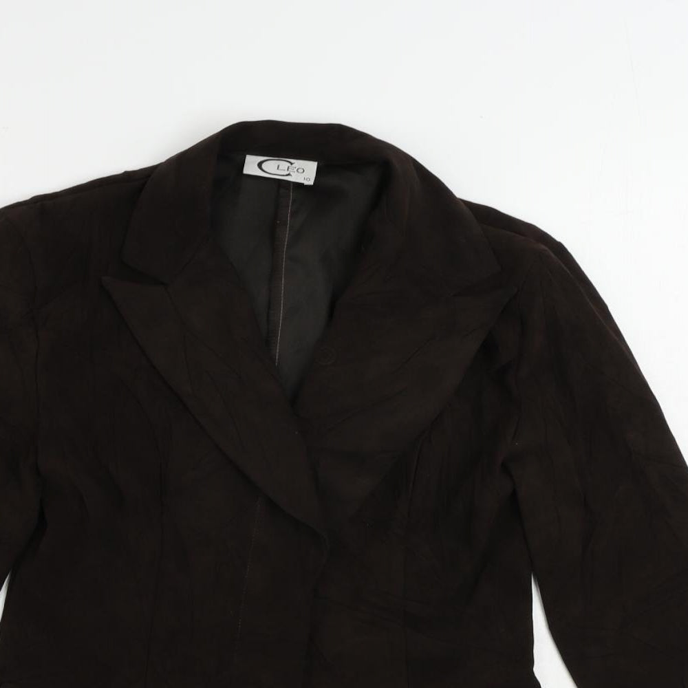 Cleo Womens Brown Jacket Blazer Size 10 Button - Vintage