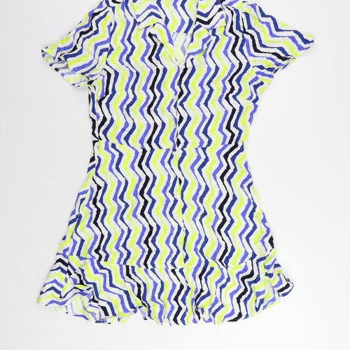 Marks and Spencer Womens Multicoloured Geometric Viscose Shirt Dress Size 14 Collared