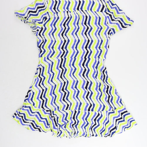 Marks and Spencer Womens Multicoloured Geometric Viscose Shirt Dress Size 14 Collared