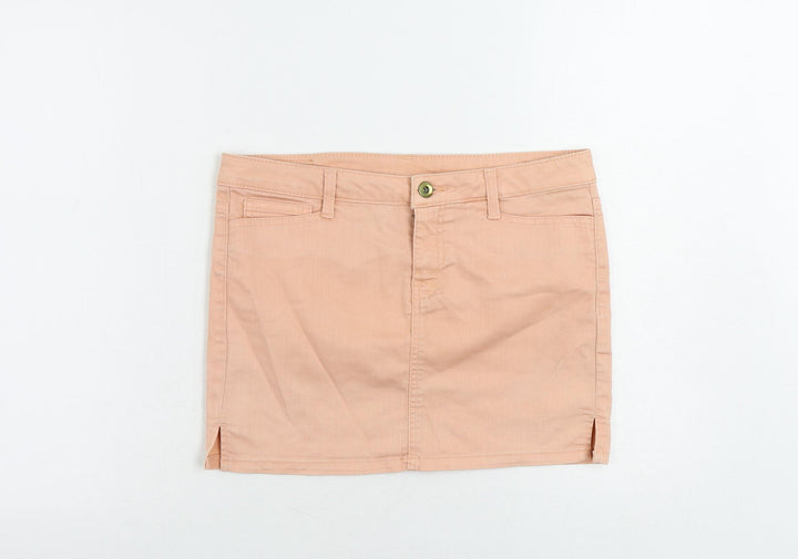 VERO MODA Womens Pink Cotton Mini Skirt Size 10 Button